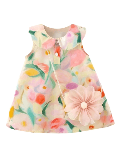 2Pcs Dress With Purse Sweet Large Doll Collar Sleeveless Dress Paired With Large Flower Crossbody Bag, Dresses, Sleeveless, Knee Length Dresses, Pink, United States, USA, Canada, Australia, New Zealand, United Kingdom, UK, 9-12M, 12-18M, 18-24M, 2-3Y, 3-4Y, baby girl dresses, girl clothes, toddler girl dresses, cute baby girl outfits, baby dress sets, Pink, shopdrestiny.com